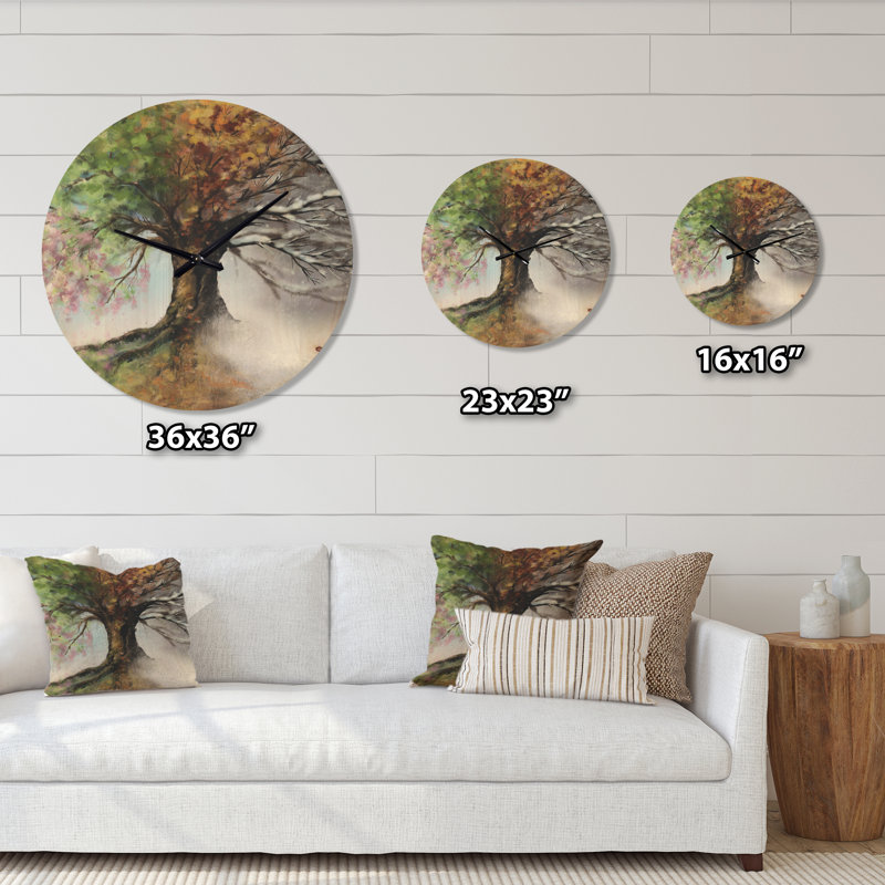 Horloge murale arbre avec quatre saisons, Très grand
