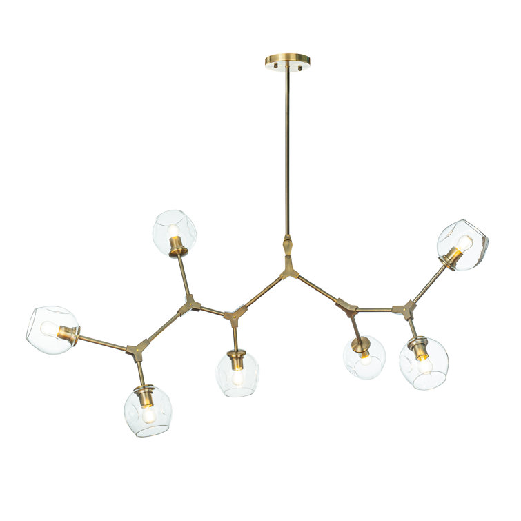 Andea 7-Lights Sputnik Modern Linear Bubble DIY Chandelier With Clear Glass Shade
