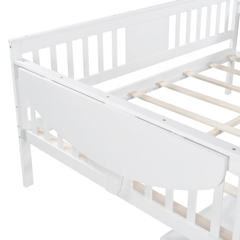Full Size Daybed With Two Drawers, White