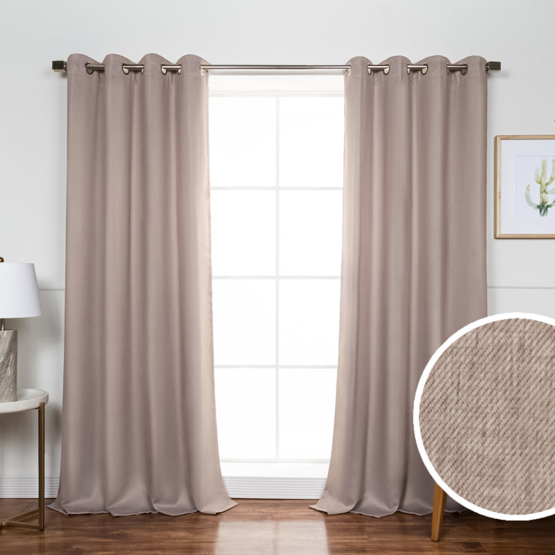 Jhoniel Fabric Fusion Linen Look Printed Room Darkening Curtain Pair, Beige, 52" W x 84" L