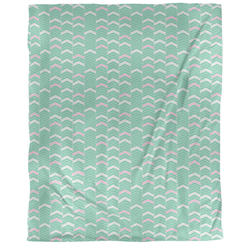 Housse de couette simple Rhonda, Housse de couette pour grand lit, Vert / rose, Microfibre