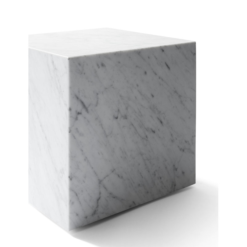 Plinth End Table, 15.7" H x 15.7" W x 15.7" D, White Carrara