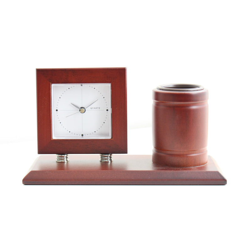 Analogue Wood Mechanical Tabletop Clock Brown Wood