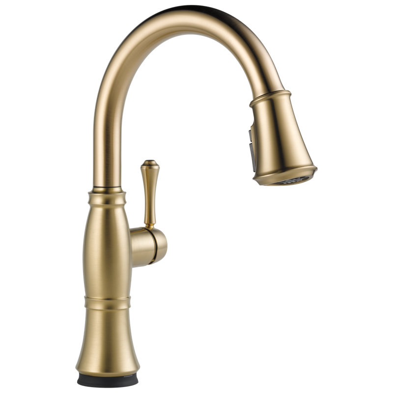 Robinet de cuisine cassidy doré, robinets de cuisine tactiles avec douchette rétractable, robinet d'évier de cuisine, technologie Touch2O, bronze champagne Lumicoat