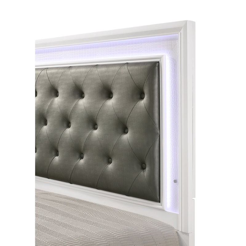 Lit de bébé moderne en peau de crocodile blanc moderne avec tête de lit tapissier et tissu respirant inclinable