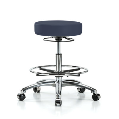 PERCH Chrome Medical Stool with 360 Degree Height Adjustment and Foot Ring | Medium Bench Height 20.5-28"