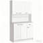 Armoire de cuisine moderne de 71 pouces avec support pour micro-ondes, 6 portes, tiroir de rangement et 3 tablettes réglables pour une organisation efficace-1387405155