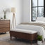 Banc de rangement avec repose-pieds en bois d'hévéa massif de 50,8 po avec siège en lin, banc de rangement pour chambre à coucher, range-chaussures pour chambre à coucher, salon, vestibule, garde-robe