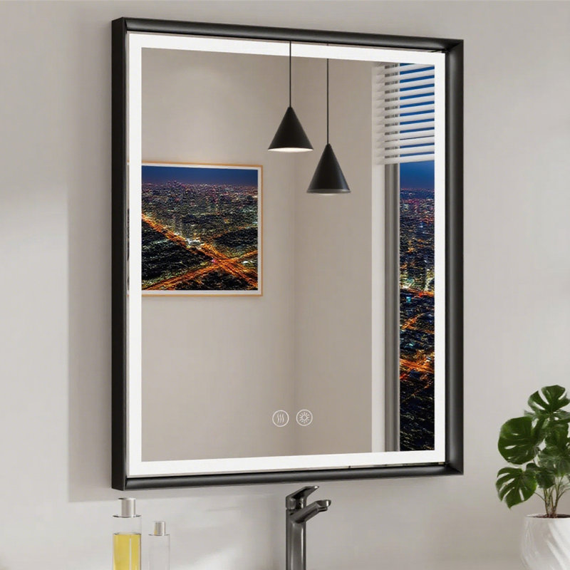 Miroir de salle de bain Smart Smart, 30 po x 36 po, Noir mat