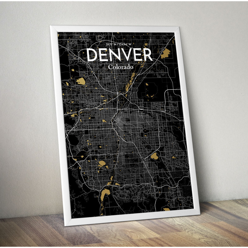 Denver City Map 1 Piece Wall Art, 50.8cm H x 40.6cm W x 0.13cm D