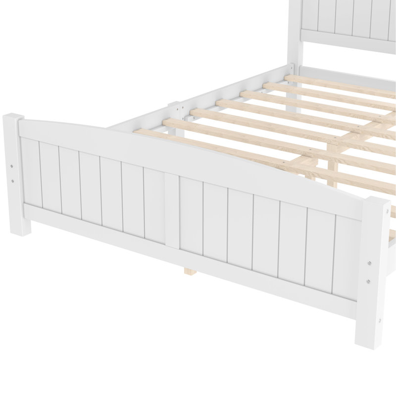 Grand lit plateforme, lit plateforme en bois massif avec lattes de soutien et structure solide, aucun sommier nécessaire, blanc