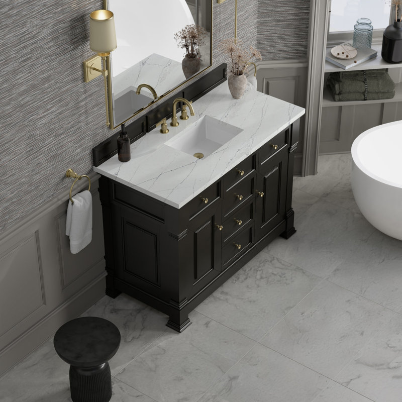 Brookfield 48'' W Single Vanity, Ethereal Noctis, Black Onyx, Widespread
