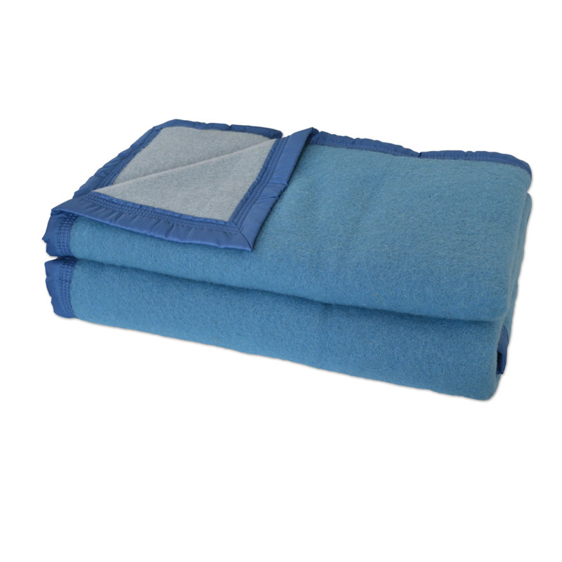 Laine Heavyweight Washable Wool Blanket, Blue / Light Blue, Queen