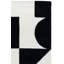 Tapis ivoire / noir en laine touffeté à la main à motif géométrique-429225812