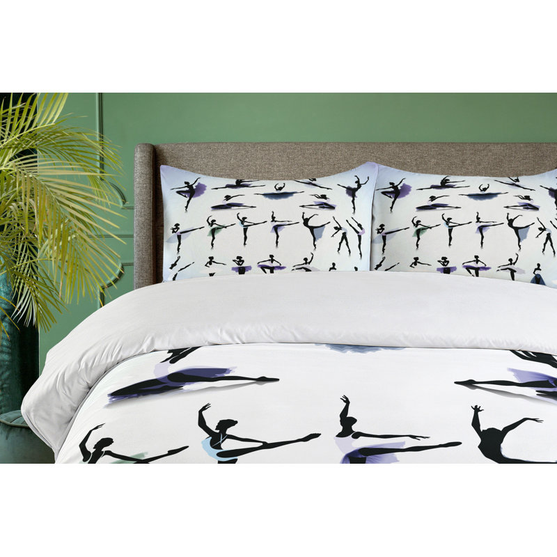 Queen Black and White Ballet Dancers Duvet Cover Set