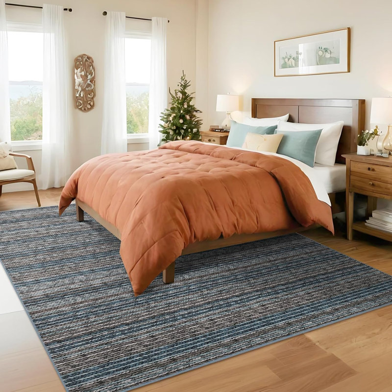 Washable Hallway Runner Rug 2x6 Modern Abstract Accent Carpet Non-Slip Backing Non-Shedding Contemporary Striped Transitional Rug Runner BedroomGrey