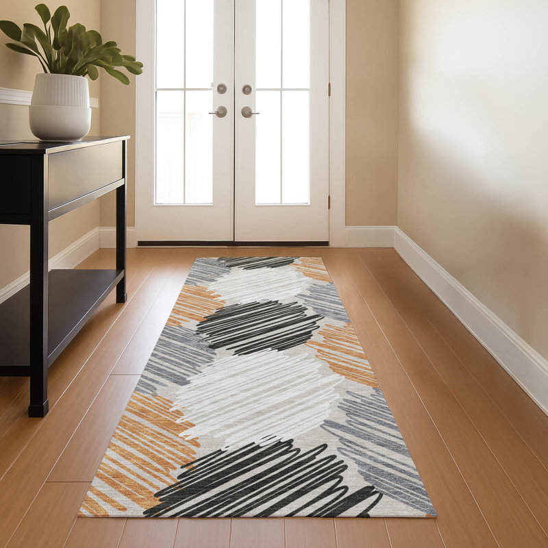 Premium Machine Washable Mayfield AMF1942 Geometric Rug, Runner 2'3" x 7'6"