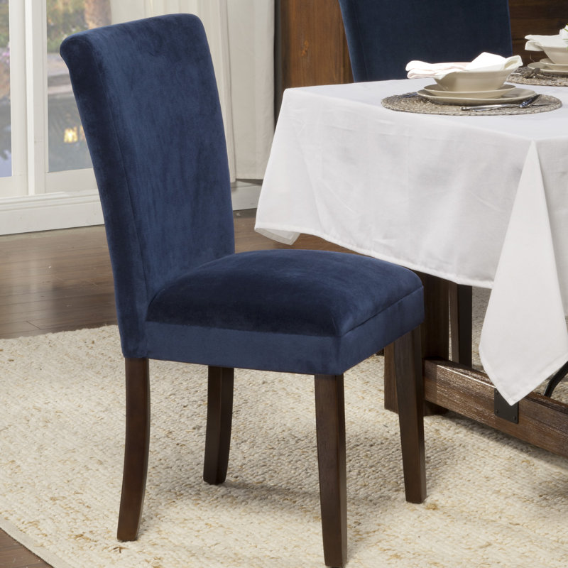 Feldman Upholstered Parsons Dining Chair, Bella Ink Performance Velvet