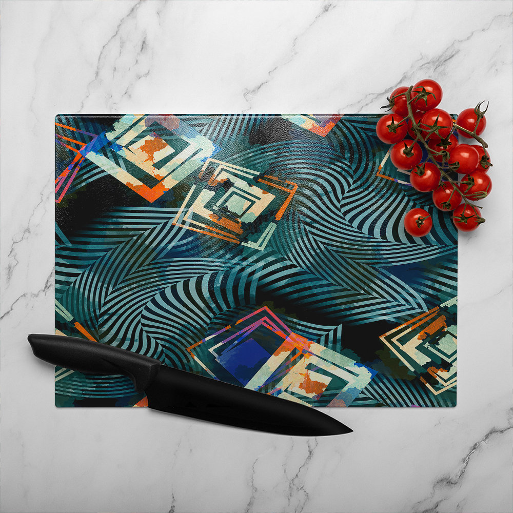 Geometric Shapes Glass Chopping Board