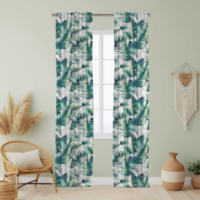 Semi Sheer Floral Print Curtain Single Panel