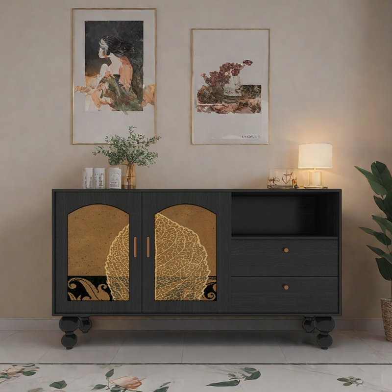 59.1'' Multi-functional  Sideboard, Black/Brown