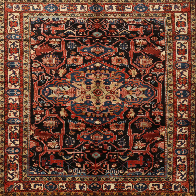 Tapis rouge à motif sud-ouest, Carré 6 pi