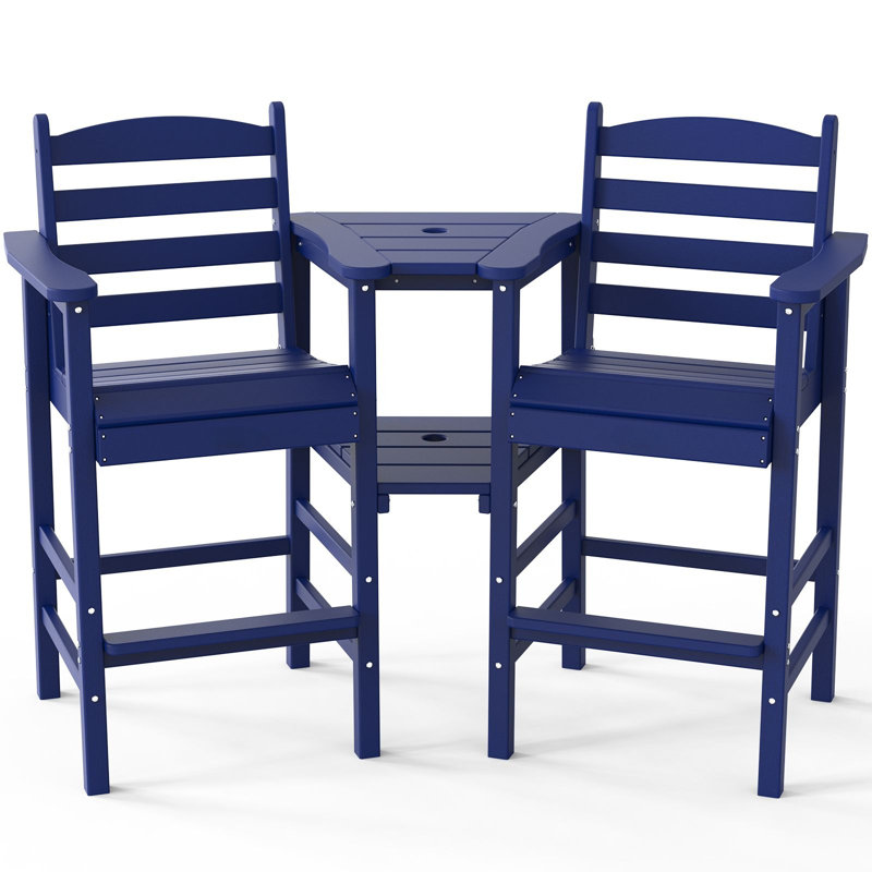 Tall Adirondack Chairs With Removable Double Connecting Trays (Set Of 2), Blue