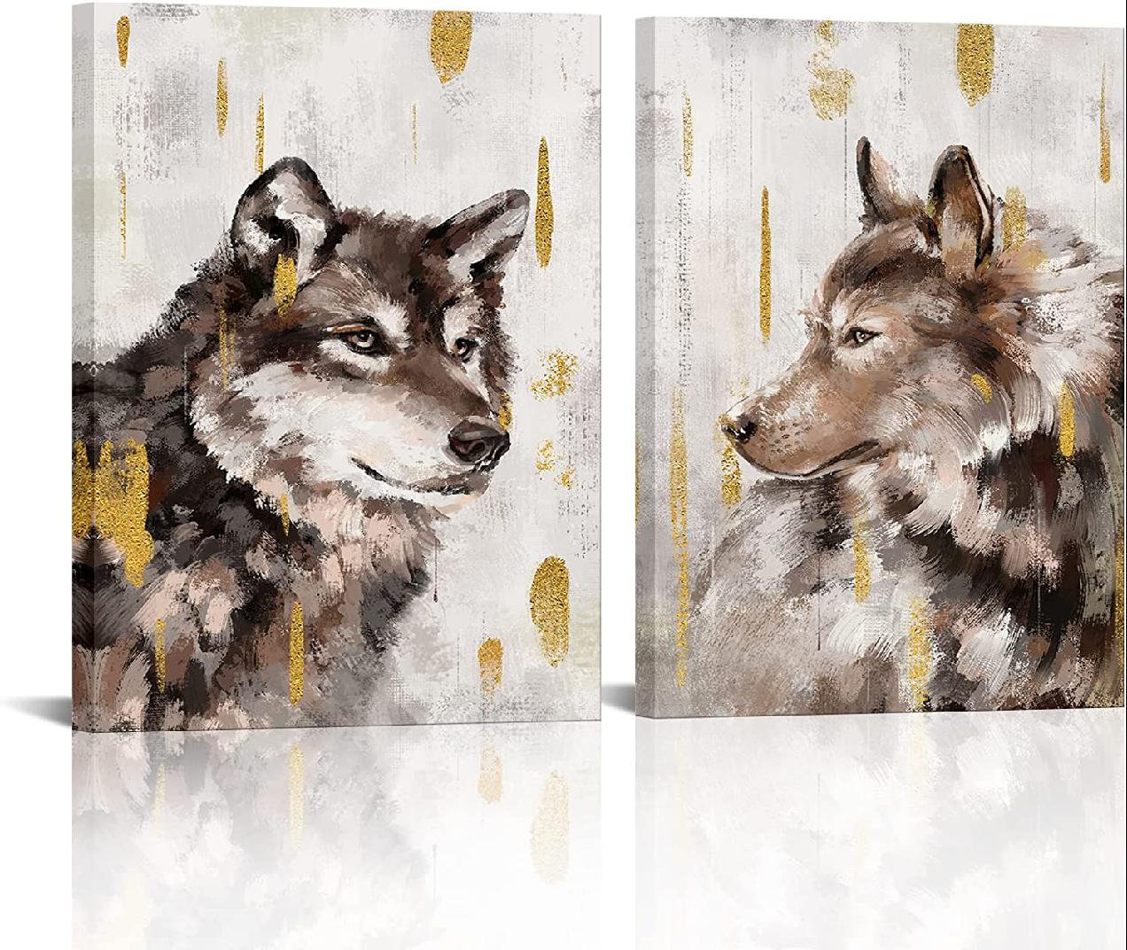 Moon Wolf Printed Bathroom Set, Waterproof Curtain With 12 Hooks