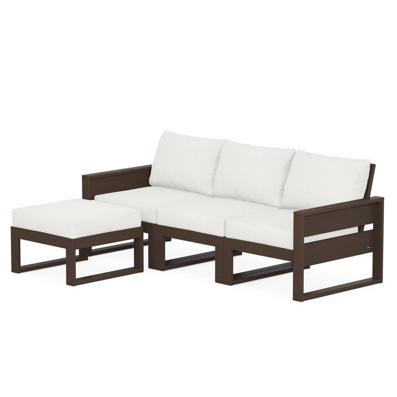 TREX Outdoors Eastport 3 - Person Outdoor Seating Group with Cushions, Brown, Natural Linen