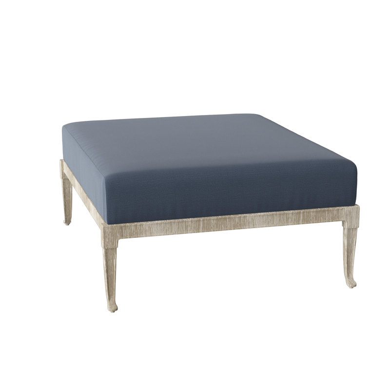 Wiltshire Outdoor Ottoman, Weathered White, Spectrum Denim Sunbrella® Plainweave