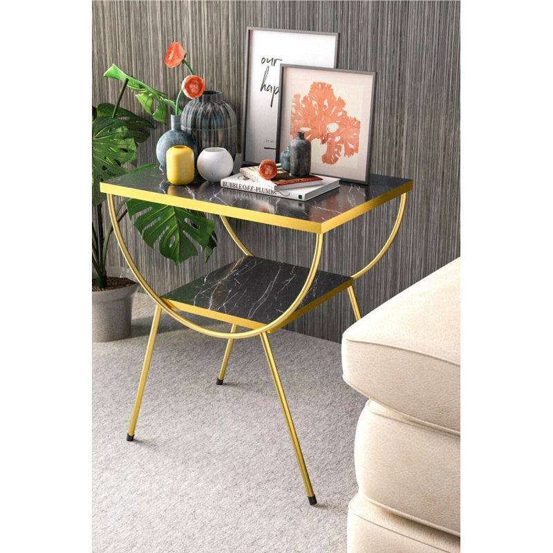 Amiyah 18cm Console Table, Black Marble