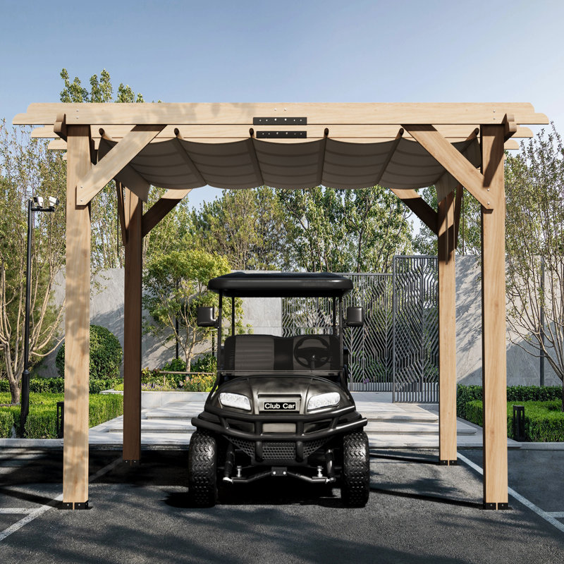 Versatile 10X12ft Wooden Gazebo, Heavy Duty Gazebo, Carport, Garage Made Of Fir, Carport With Canvas Roof And Wooden Frame For Parking Vehicles, Outdoor Gazebo, Wooden Gazebo, Custom Durable, Simple And Elegant Design, Placed On Terrace, Garden, Backyard,