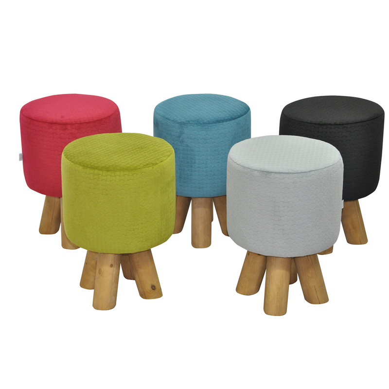 Kivi Solid Wood Accent Stool, Blue