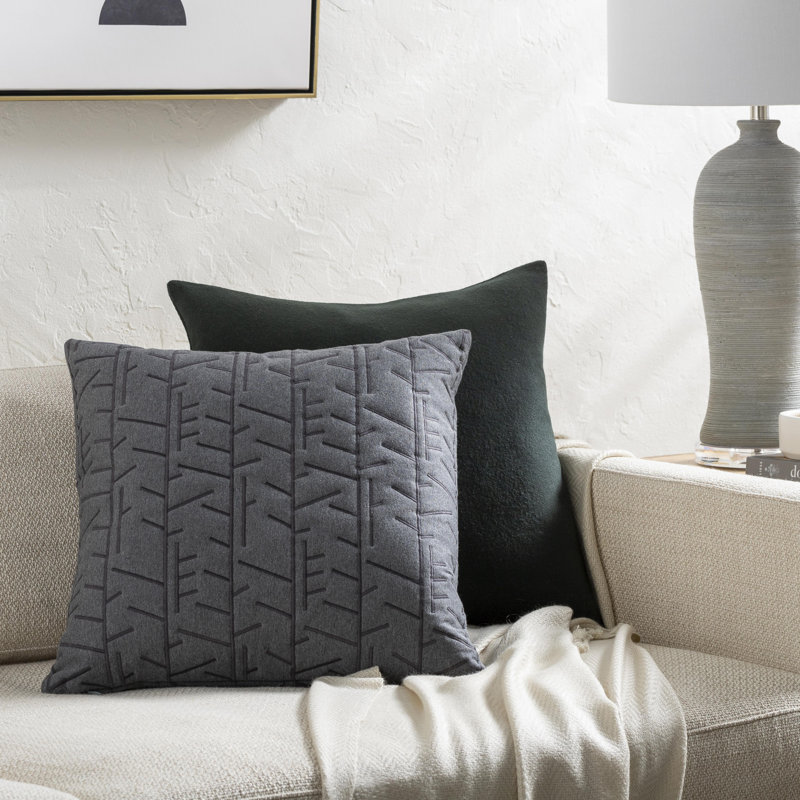 Coussin en coton, 22 po x 22 po, Gris anthracite, Duvet