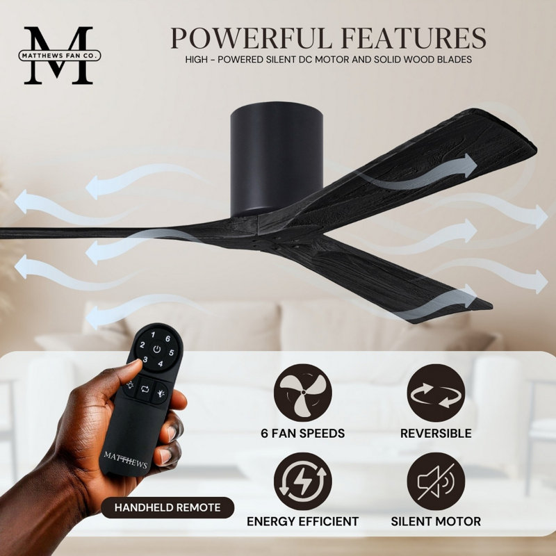 Irene Ceiling Fan, Matte Black, Matte Black, 60"