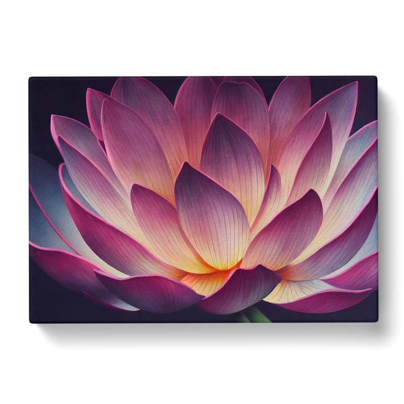 Cool Lotus Flower - Wrapped Canvas, 40cm H x 60cm W x 3cm D