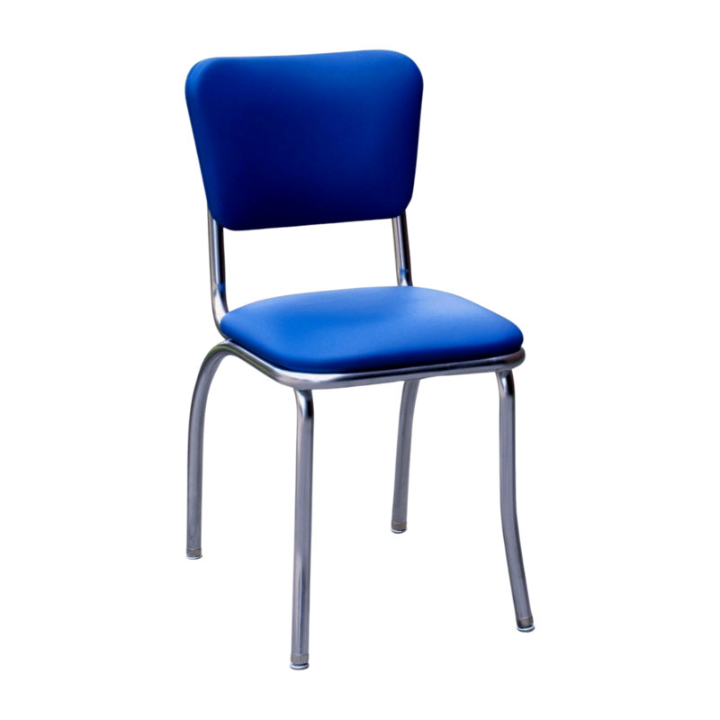 Chaise de salle à manger rembourrée rétro, Bleu royal