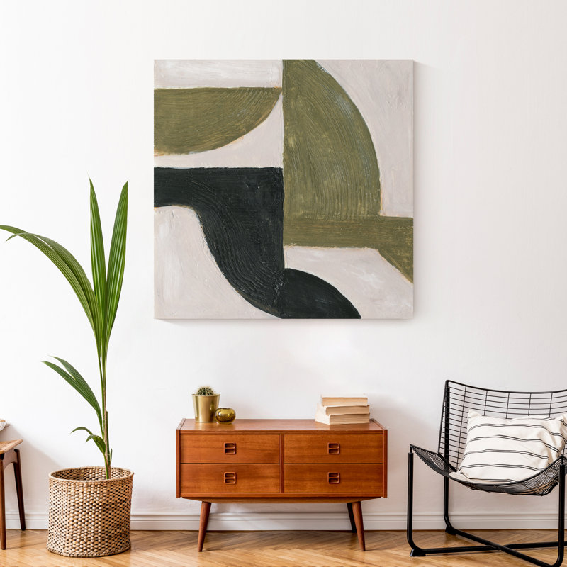 Ivy Bronx Abstract Moody Shapes On Canvas Painting | Wayfair