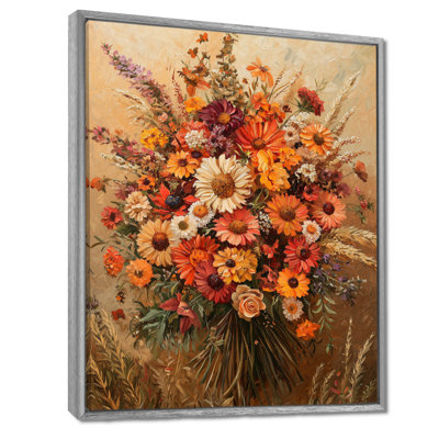 Atkins Assortie Bouquets Brown Autumn Symphony II - Assortiment de bouquets d'art mural pour le salon