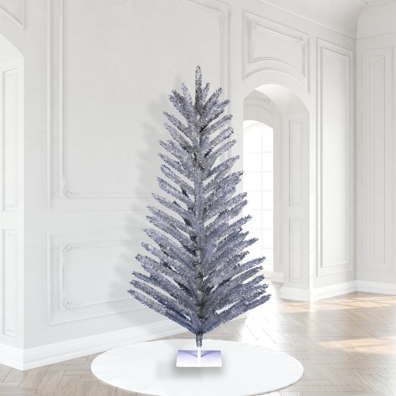 Arbre de Noël artificiel en aluminium rétro 8 pi x 51 po Vickerman, non éclairé, 8'