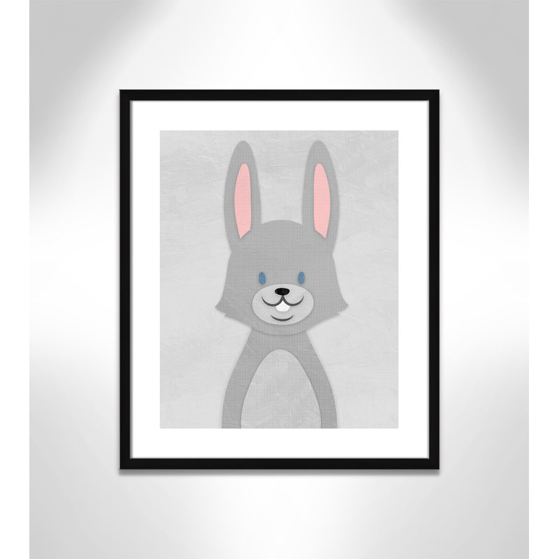 Art de lapin joyeux, H 24,5 po x l 20,5 po x P 1,18 po, Encadré de boîte noir
