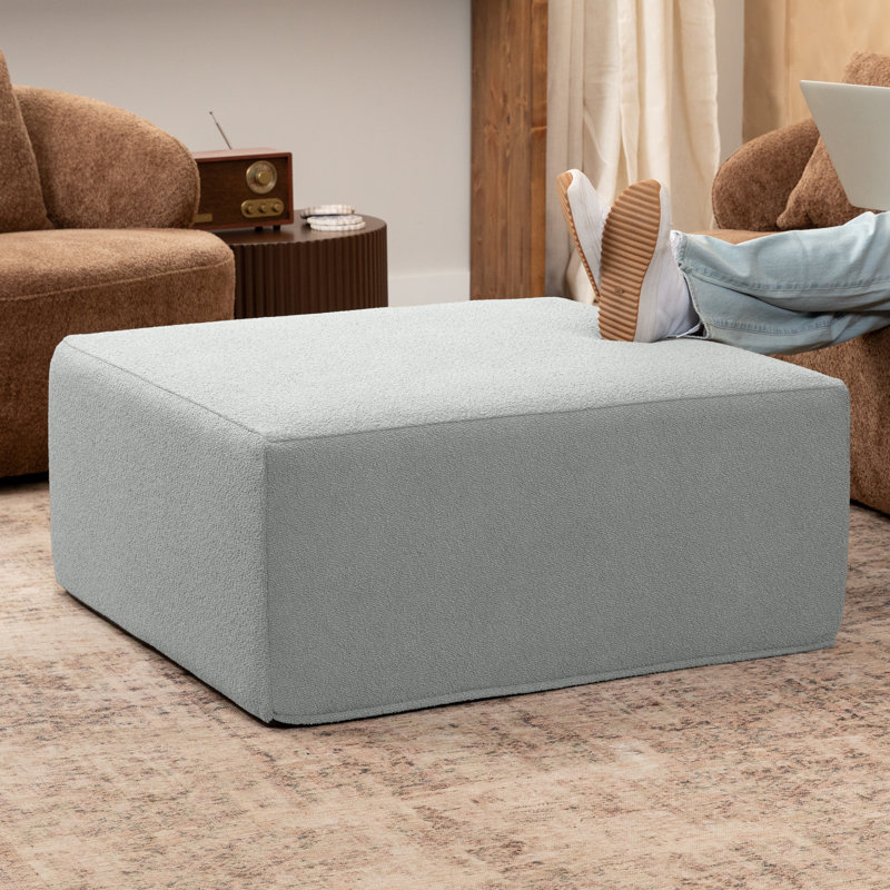 Repose-pieds surdimensionné Jaxx Fairlie Couch, Fausse fourrure argentée Boucle