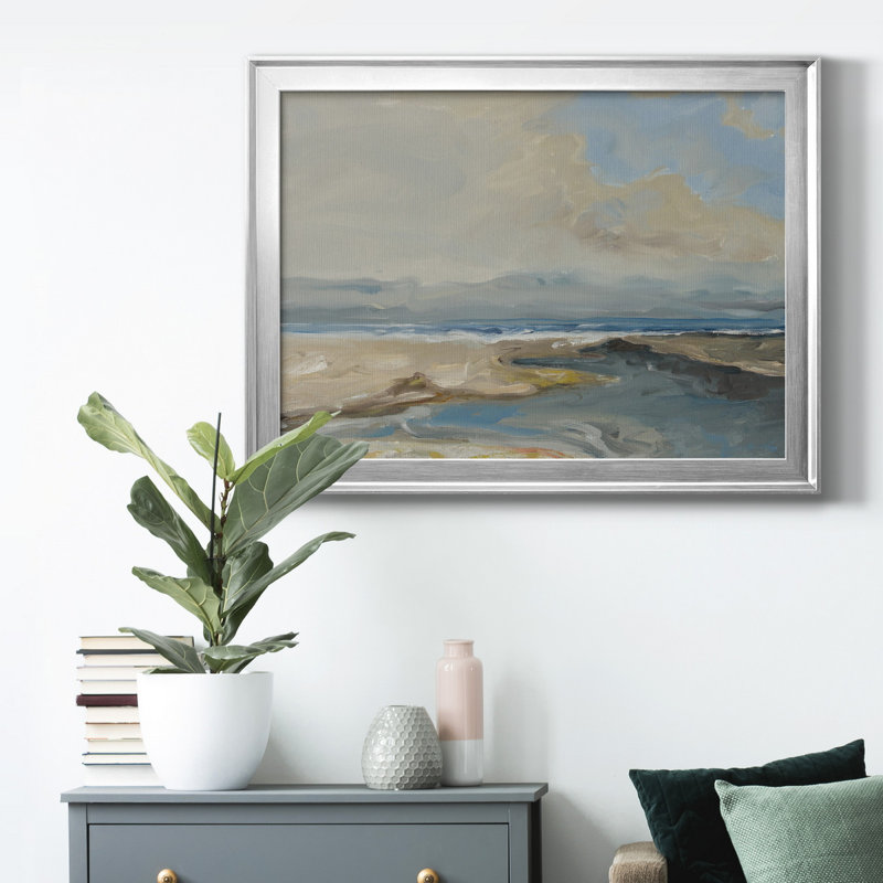 Lincoln Beach, Papier avec cadre argenté, H 22,5 po x l 30,5 po x P 1 po, Pas de tapis