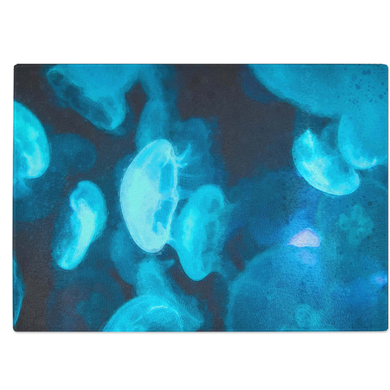 Tempered Glass Jellyfish Chopping Board, 39 cm W x 28.5 cm L
