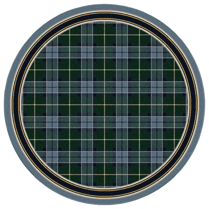 Alminus Signature Magee Tartan Lapis Plaid Area Rug, Oval 5'4" x 7'8"
