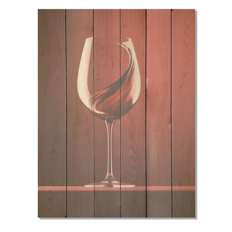 Verre à vin Whimsy - vin de bois, art mural sur bois de pin naturel, H 32 po x l 24 po