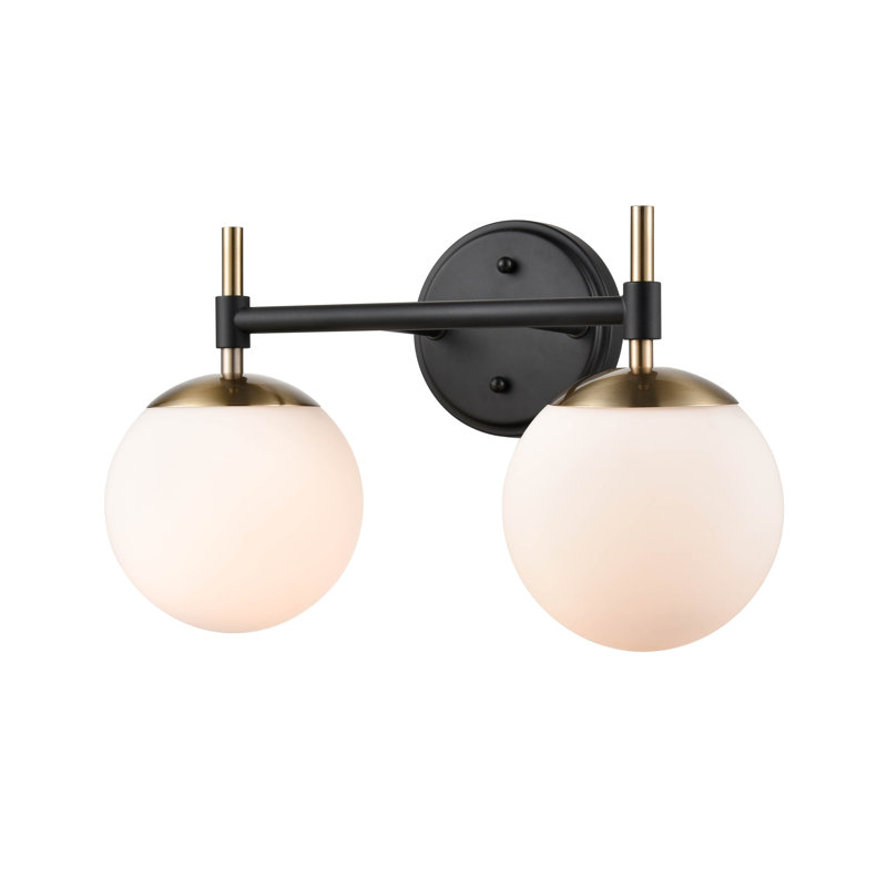 Aparicio Dimmable Bathroom Vanity Light, 2, Matte Black/Modern Gold