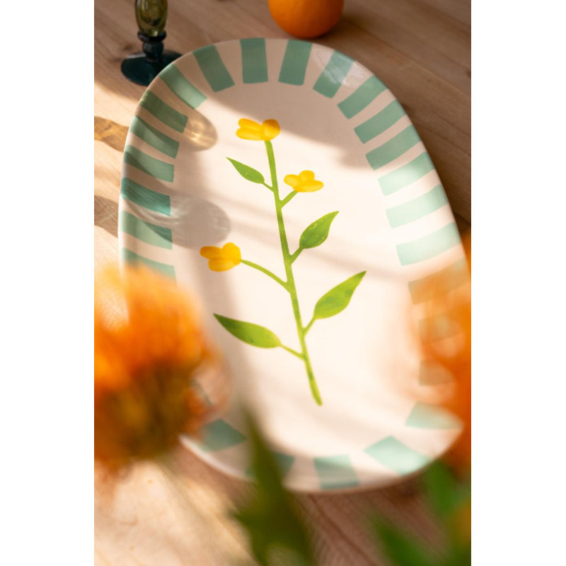 SET OF TWO CERAMIC PLATTERS - FLOWERS
