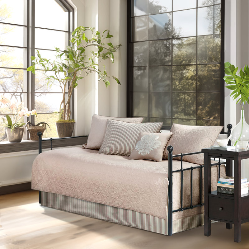 Sandy 6-Piece Cottage-Inspired Reversible Daybed Cover Set, Khaki