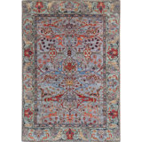 High-Quality Hand-Knotted Grey And Light Blue Area Rug